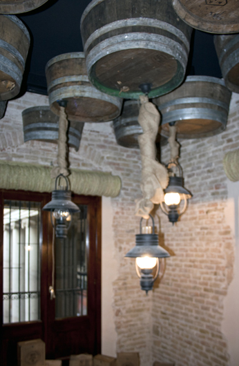 Casa Guinart Restaurant's Wine Barrel Ceiling Lamps_4