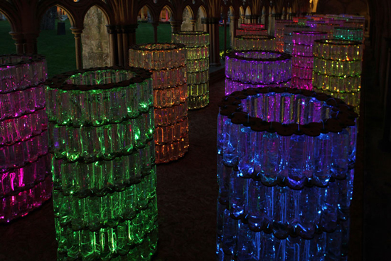 Upcycled Light Art – 17,388 Bottles with Color Changing Lights_1
