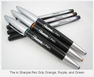 Sharpie Pen Grip in Purple, Orange, and Green