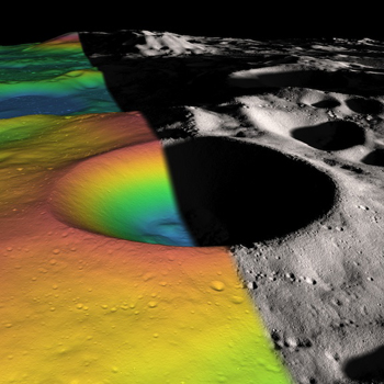 Laser Inspection Reveals Ice in Moon Crater