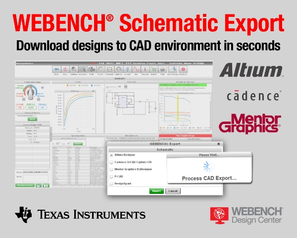 Texas Instruments Supports Export of SSL Designs From Webench to CAD Platforms