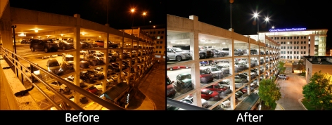 Michigan Hospital Lights Parking Deck for $170,000 Less with GE LED Fixtures