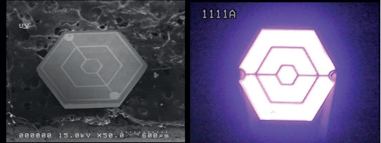 Verticle Extends Cu-Base Hexagonal LED Chip Range to UV