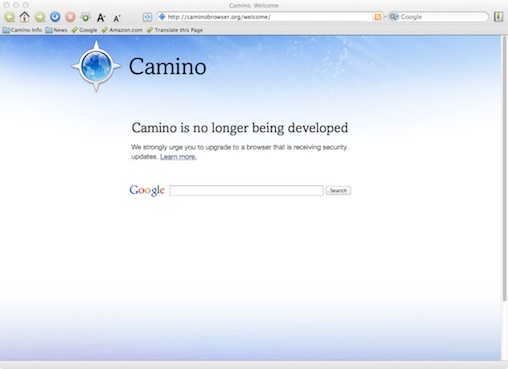 It's The End of The Road for The Camino Browser for Macs