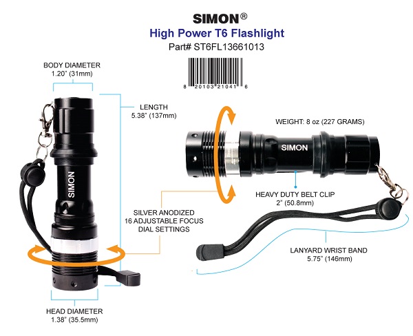 Simon Brands Introduces The High-Power LED Flashlight T6 PRO with CREE LED Bulb