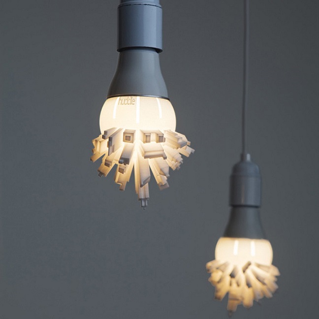 3D Printed LED Light Bulbs Topped with a Cityscape