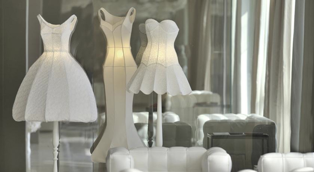 Maison Moschino Hotel: Floor Lamps Made From Dresses!_1