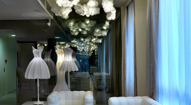 Maison Moschino Hotel: Floor Lamps Made From Dresses!_4