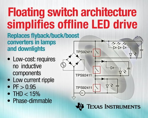 TI Floating Switch Architecture Transforms Offline LED Drive Design