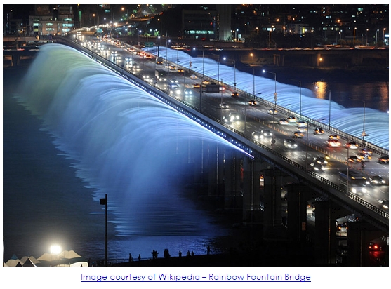 Seoul's Banpo Bridge: World's Largest LED Rainbow Light Fountain_1