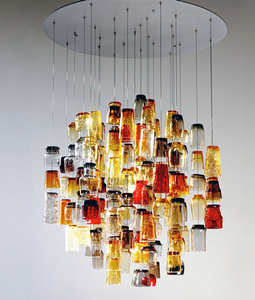 Propellor's Dram Chandelier-Recycled Drinking Glasses From The 60's & 70's