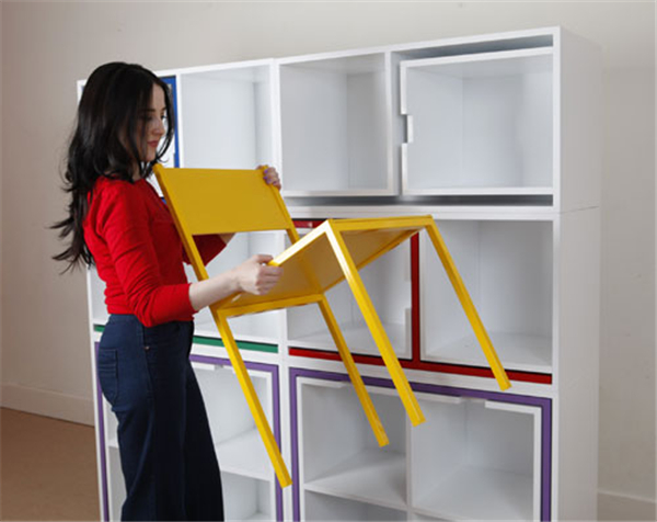 Hidden Desks and Chairs in The Bookcase_4