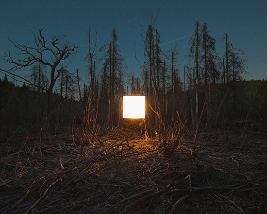 Benoit Paille'S Illuminating Landscapes with Glowing Squares