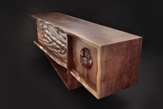 Dramatic Big Sur Credenza with a Ripple Wooden Part_2