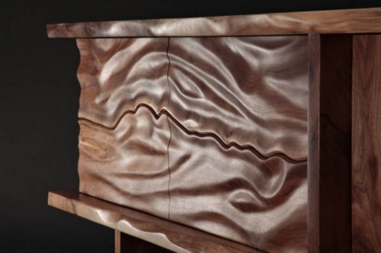 Dramatic Big Sur Credenza with a Ripple Wooden Part_3
