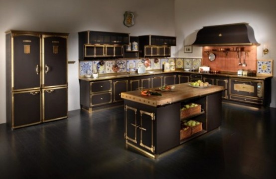 Luxurious Vintage Style Kitchen in Coffee and Gold Colors by Restart Cucine_7