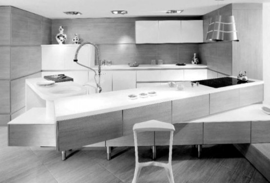 Minimalist Kitchen with off-Set Counter Tops_3