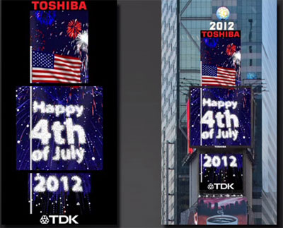 TDK and Toshiba Present Dynamic LED Fireworks Animation to Celebrate Independence Day
