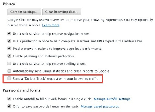 Chrome Ships with 'Do Not Track' Support