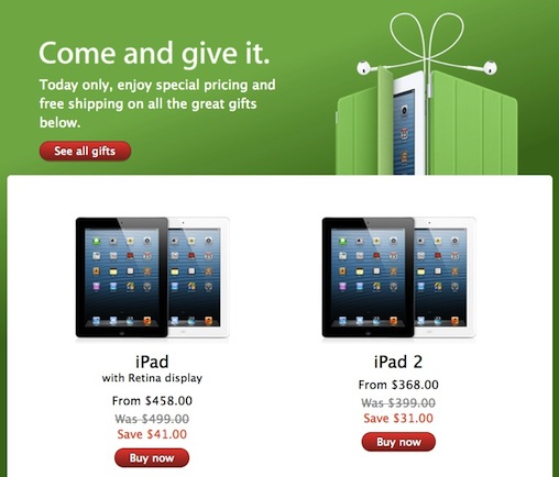 Apple Discounts iPads, Mac Laptops 8%-10% for 'Black Friday'