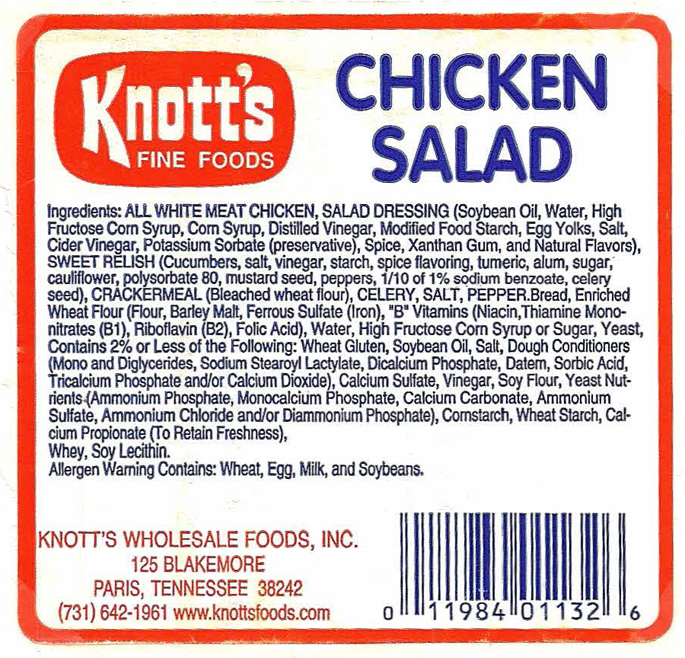 Knott's Fine Foods Recalls Chicken Salad Sandwiches in US