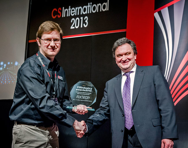 Aixtron Receives Cs Manufacturing Award 2013 for Its Aix G5+ Gan-on-Si Technology