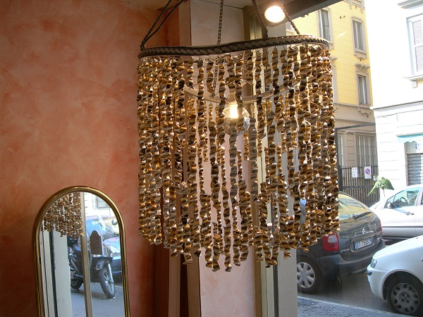 The Recycled Coffee Bag Chandelier: 60 Bags &2 Bike Chains_2