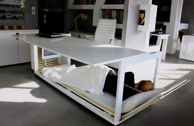 Studio NL Creates The Workaholics Dream Bed & Work Desk