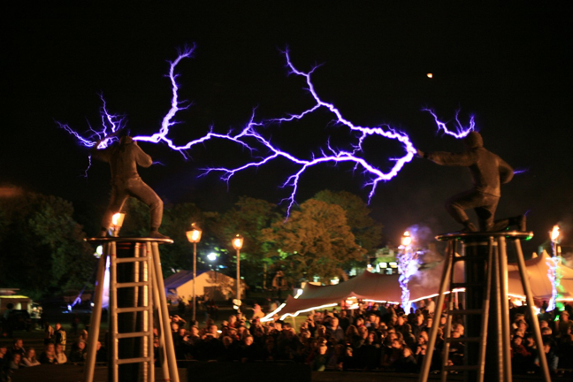 Tesla Coils + 2 Men in Suits Fight with Electricity