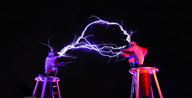 Tesla Coils + 2 Men in Suits Fight with Electricity_1